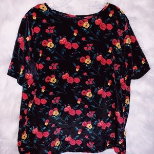 black floral-patterned top